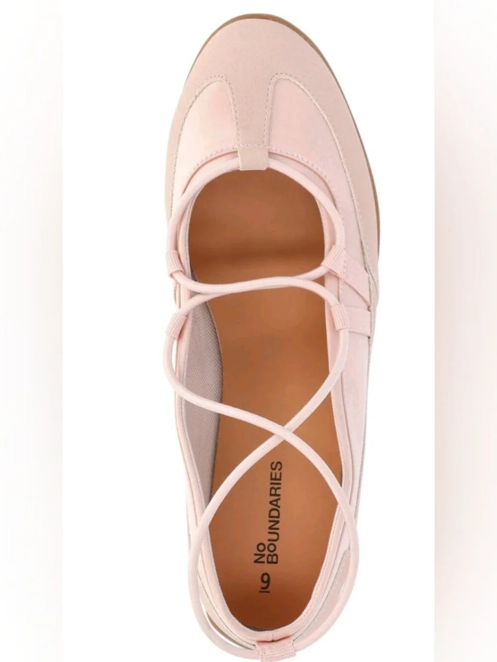Women's No Boundaries Soft Pink Ballet Flats with Crossover Straps